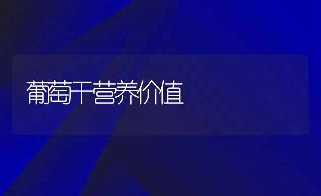 葡萄干营养价值 | 养殖资料投稿