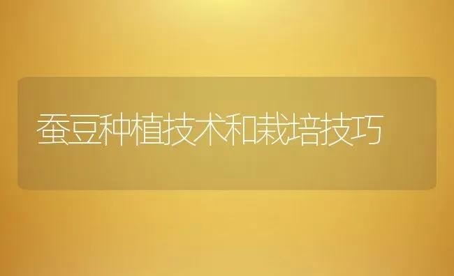 蚕豆种植技术和栽培技巧 | 养殖资料投稿