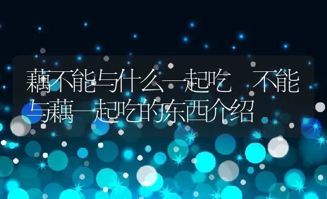 藕不能与什么一起吃 不能与藕一起吃的东西介绍 | 养殖资料投稿
