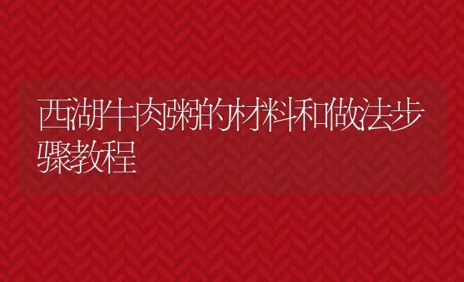 西湖牛肉粥的材料和做法步骤教程 | 养殖资讯