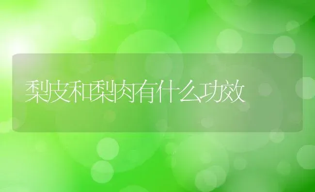梨皮和梨肉有什么功效 | 养殖资料投稿