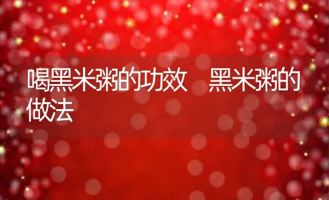 喝黑米粥的功效 黑米粥的做法 | 养殖资讯