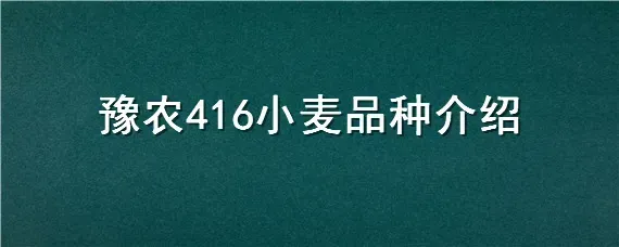 豫农416小麦品种介绍