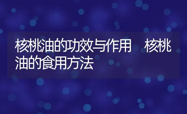 核桃油的功效与作用 核桃油的食用方法 | 养殖资料投稿