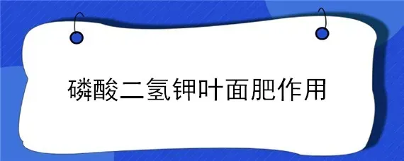 磷酸二氢钾叶面肥作用