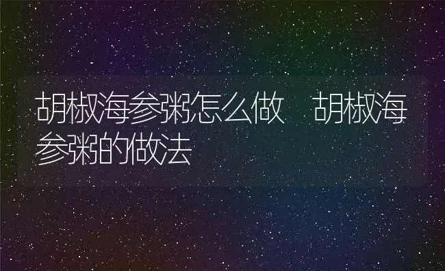 胡椒海参粥怎么做 胡椒海参粥的做法 | 养殖资讯