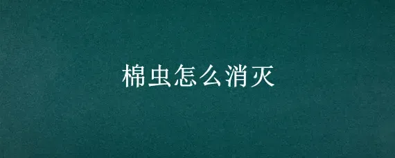 棉虫怎么消灭
