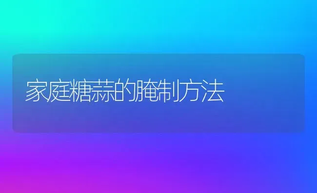 家庭糖蒜的腌制方法 | 养殖资料投稿