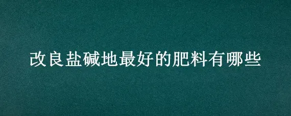 改良盐碱地最好的肥料有哪些