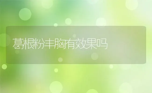 葛根粉丰胸有效果吗 | 养殖资料投稿