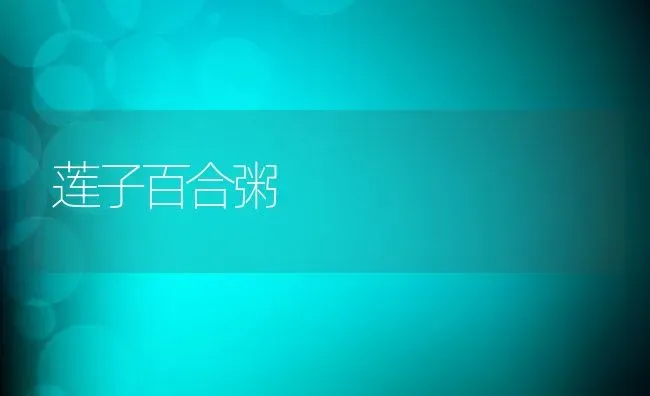 莲子百合粥 | 养殖资料投稿