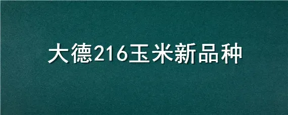 大德216玉米新品种