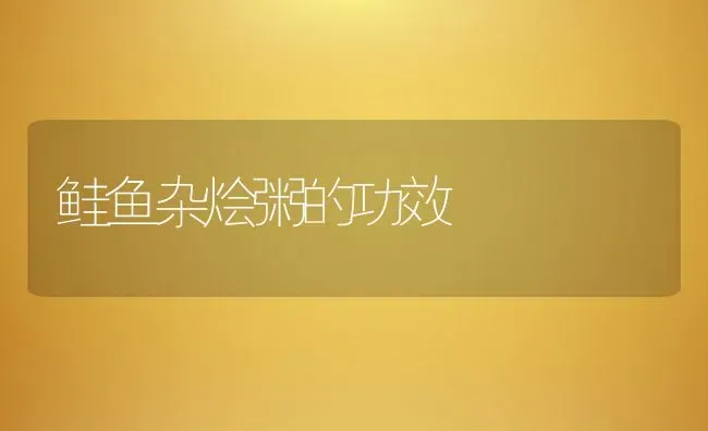 鲑鱼杂烩粥的功效 | 养殖资料投稿