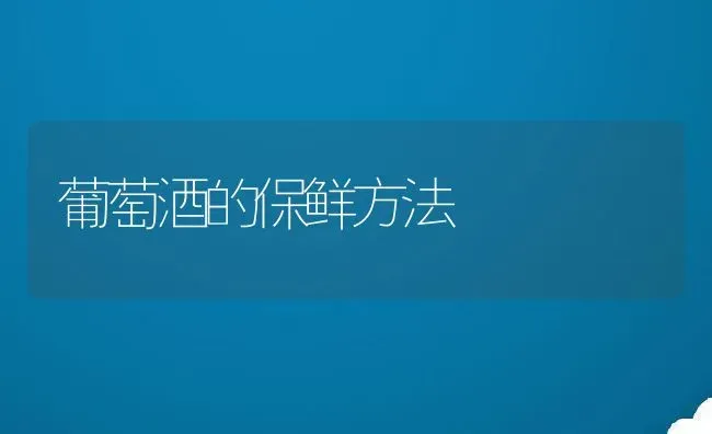 葡萄酒的保鲜方法 | 养殖资料投稿