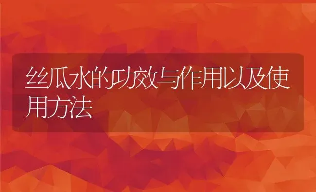 丝瓜水的功效与作用以及使用方法 | 养殖资料投稿