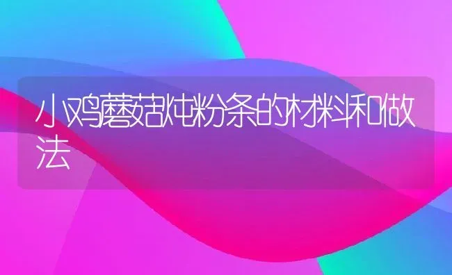 小鸡蘑菇炖粉条的材料和做法 | 养殖资料投稿