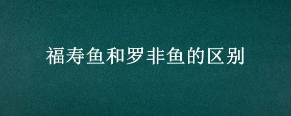 福寿鱼和罗非鱼的区别