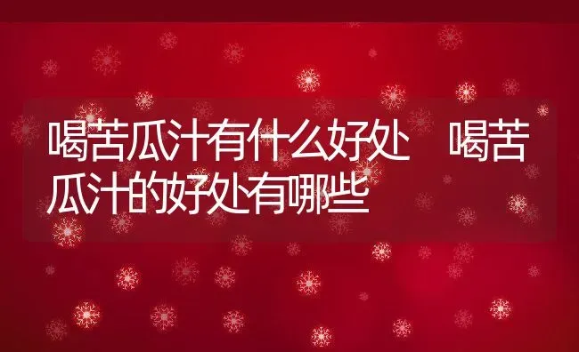 喝苦瓜汁有什么好处 喝苦瓜汁的好处有哪些 | 养殖资料投稿