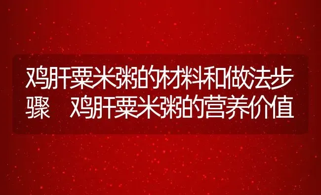 鸡肝粟米粥的材料和做法步骤 鸡肝粟米粥的营养价值 | 养殖资讯