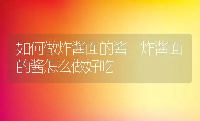 如何做炸酱面的酱 炸酱面的酱怎么做好吃 | 养殖资料投稿