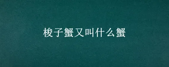 梭子蟹又叫什么蟹