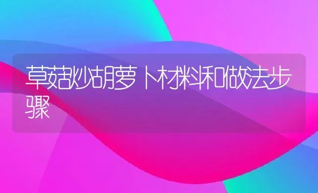 草菇炒胡萝卜材料和做法步骤 | 养殖资料投稿