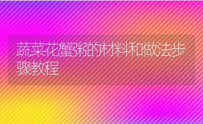 蔬菜花蟹粥的材料和做法步骤教程 | 养殖资讯