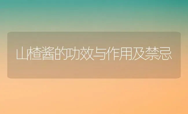 山楂酱的功效与作用及禁忌 | 养殖资料投稿