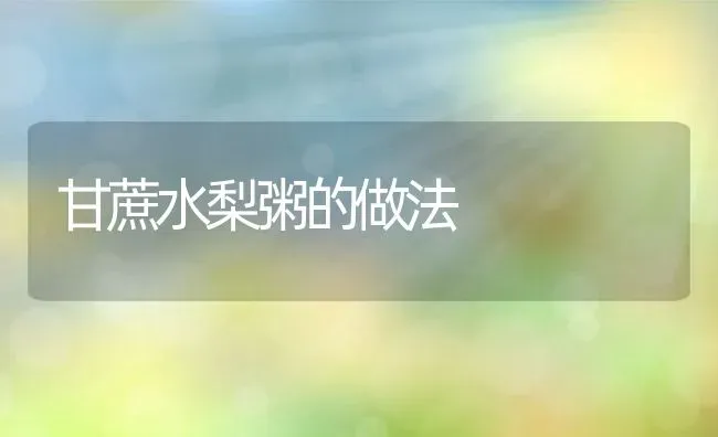 甘蔗水梨粥的做法 | 养殖资料投稿