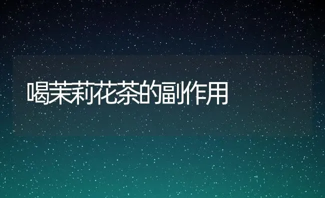 喝茉莉花茶的副作用 | 养殖资料投稿