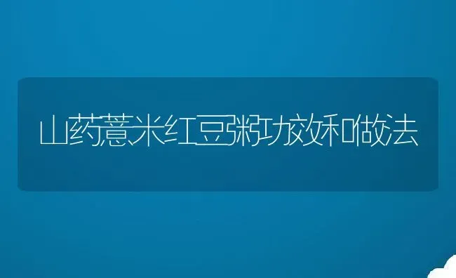 山药薏米红豆粥功效和做法 | 养殖资讯