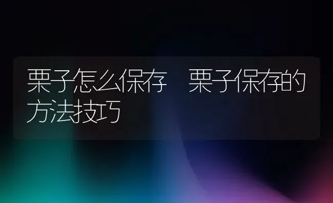 栗子怎么保存 栗子保存的方法技巧 | 养殖资料投稿