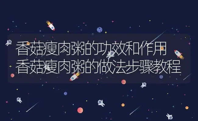 香菇瘦肉粥的功效和作用 香菇瘦肉粥的做法步骤教程 | 养殖资讯