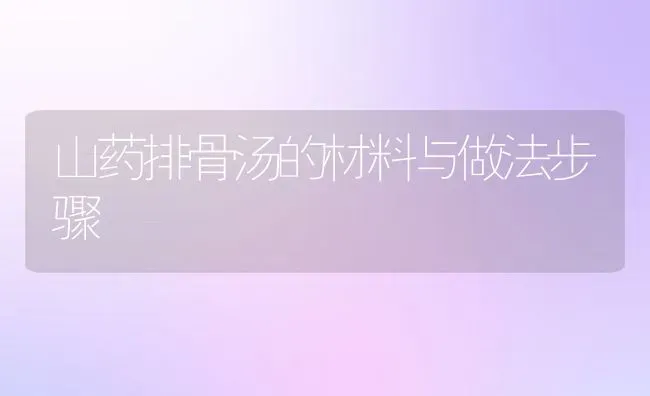 山药排骨汤的材料与做法步骤 | 养殖资料投稿