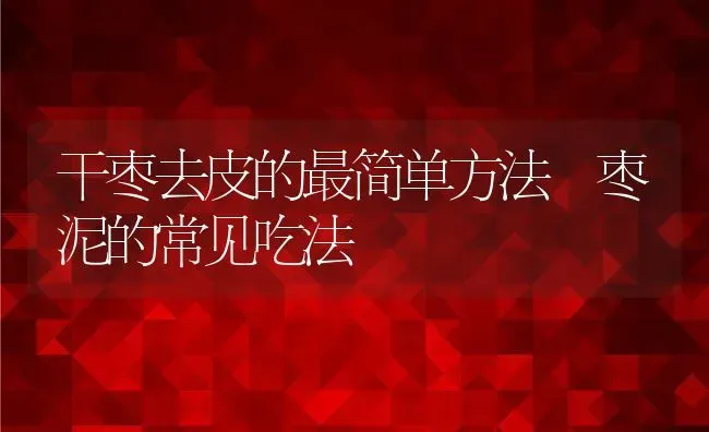 干枣去皮的最简单方法 枣泥的常见吃法 | 养殖资料投稿