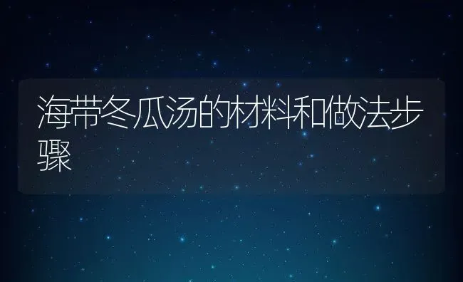 海带冬瓜汤的材料和做法步骤 | 养殖资料投稿