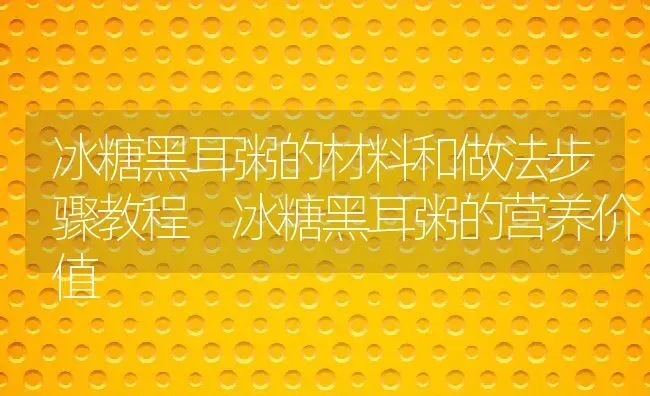 冰糖黑耳粥的材料和做法步骤教程 冰糖黑耳粥的营养价值 | 养殖资讯