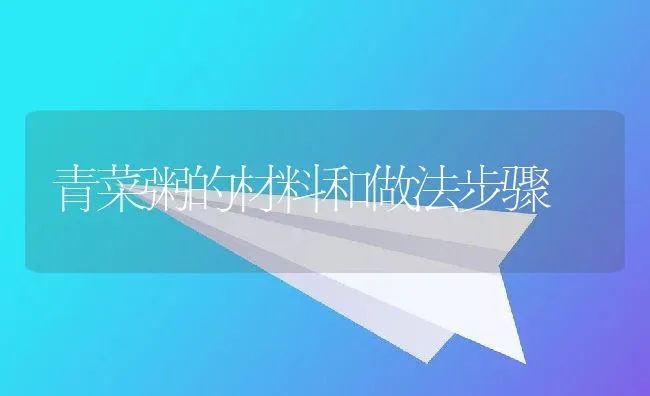青菜粥的材料和做法步骤 | 养殖资讯