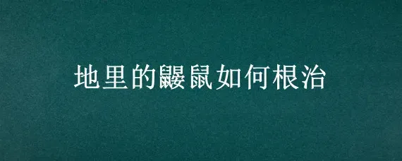 地里的鼹鼠如何根治