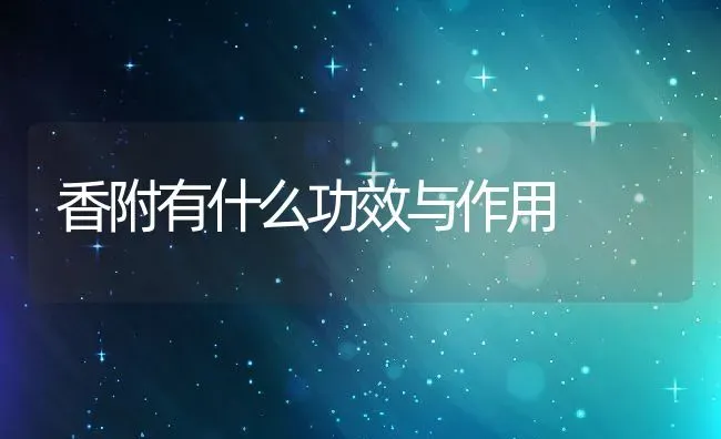 香附有什么功效与作用 | 养殖资料投稿