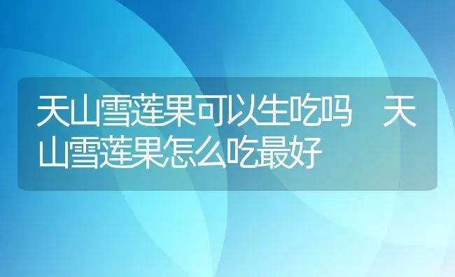 天山雪莲果可以生吃吗 天山雪莲果怎么吃最好 | 养殖资料投稿