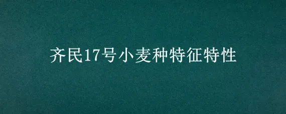 齐民17号小麦种特征特性