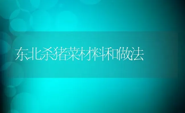 东北杀猪菜材料和做法 | 养殖资料投稿