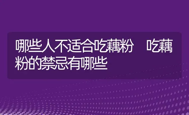 哪些人不适合吃藕粉 吃藕粉的禁忌有哪些 | 养殖资料投稿