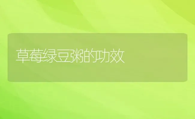 草莓绿豆粥的功效 | 养殖资讯