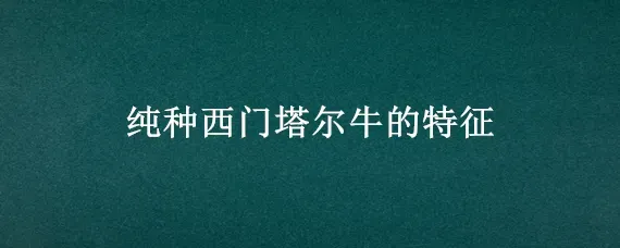 纯种西门塔尔牛的特征