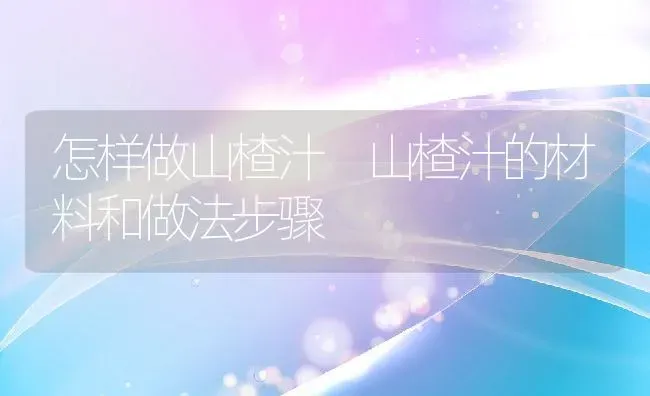 怎样做山楂汁 山楂汁的材料和做法步骤 | 养殖资料投稿