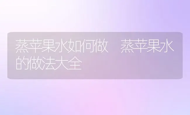 蒸苹果水如何做 蒸苹果水的做法大全 | 养殖资料投稿