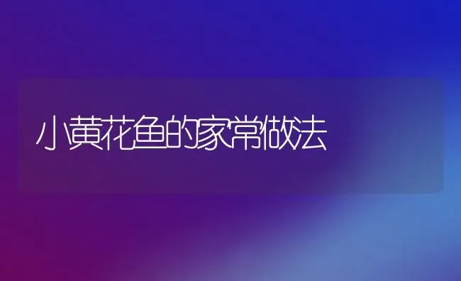 小黄花鱼的家常做法 | 养殖资料投稿