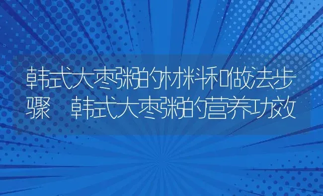 韩式大枣粥的材料和做法步骤 韩式大枣粥的营养功效 | 养殖资讯